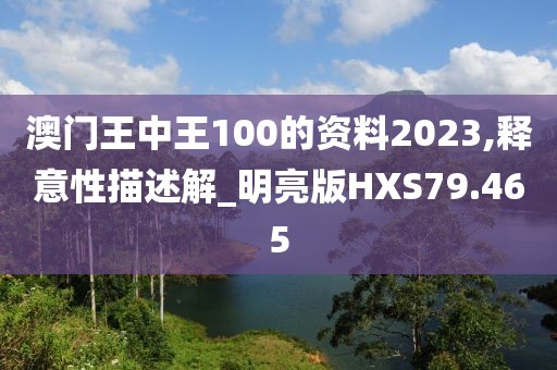 澳门王中王100的资料2023,释意性描述解_明亮版HXS79.465