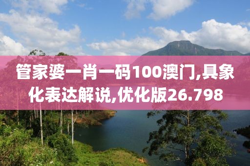管家婆一肖一码100澳门,具象化表达解说,优化版26.798