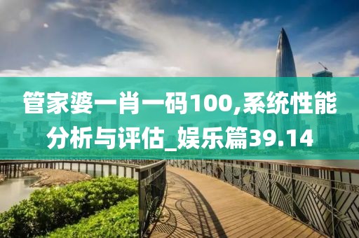 管家婆一肖一码100,系统性能分析与评估_娱乐篇39.14