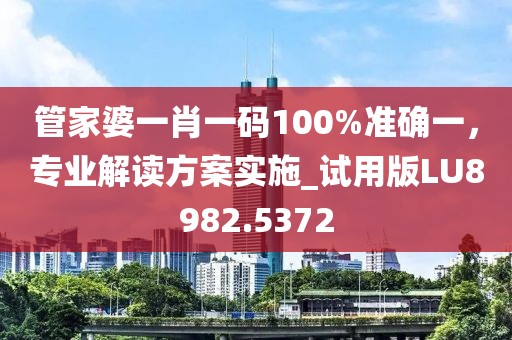 管家婆一肖一码100%准确一，专业解读方案实施_试用版LU8982.5372