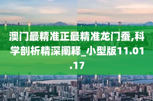 澳门最精准正最精准龙门蚕,科学剖析精深阐释_小型版11.01.17