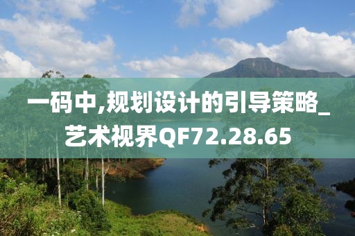 一码中,规划设计的引导策略_艺术视界QF72.28.65